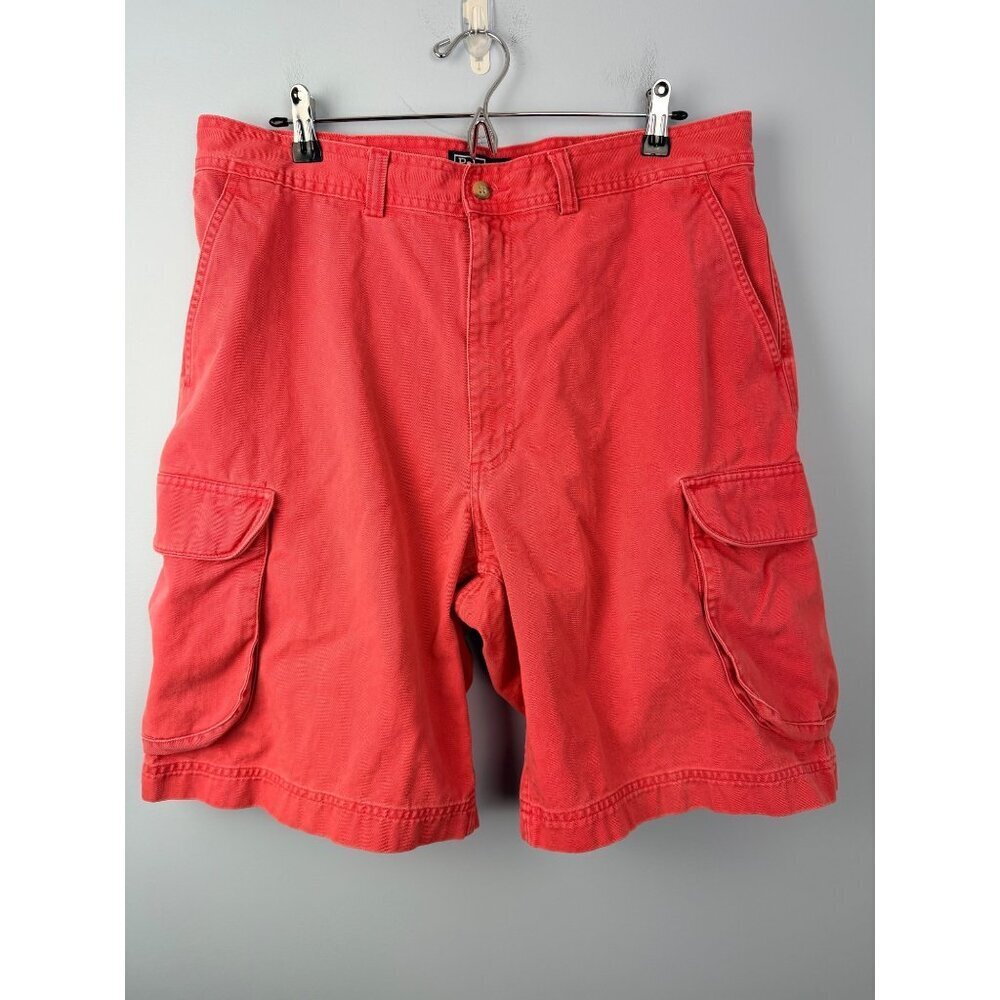 Vintage Polo Ralph Lauren Mens Pink Cargo Shorts Size 35 Cotton Made In Mexico